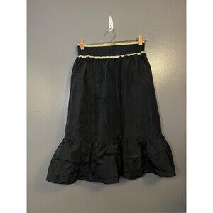 Vintage New York Clothing Co Skirt Womens Large Black Gold Trim Ruffle Hem USA